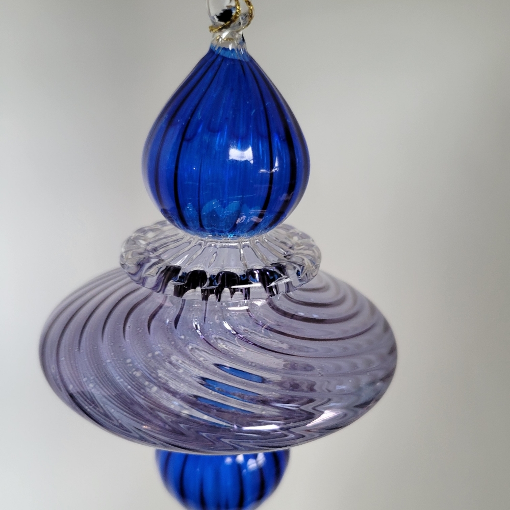 Egyptian Museum Made in Egypt Blown Glass Blue Ornament